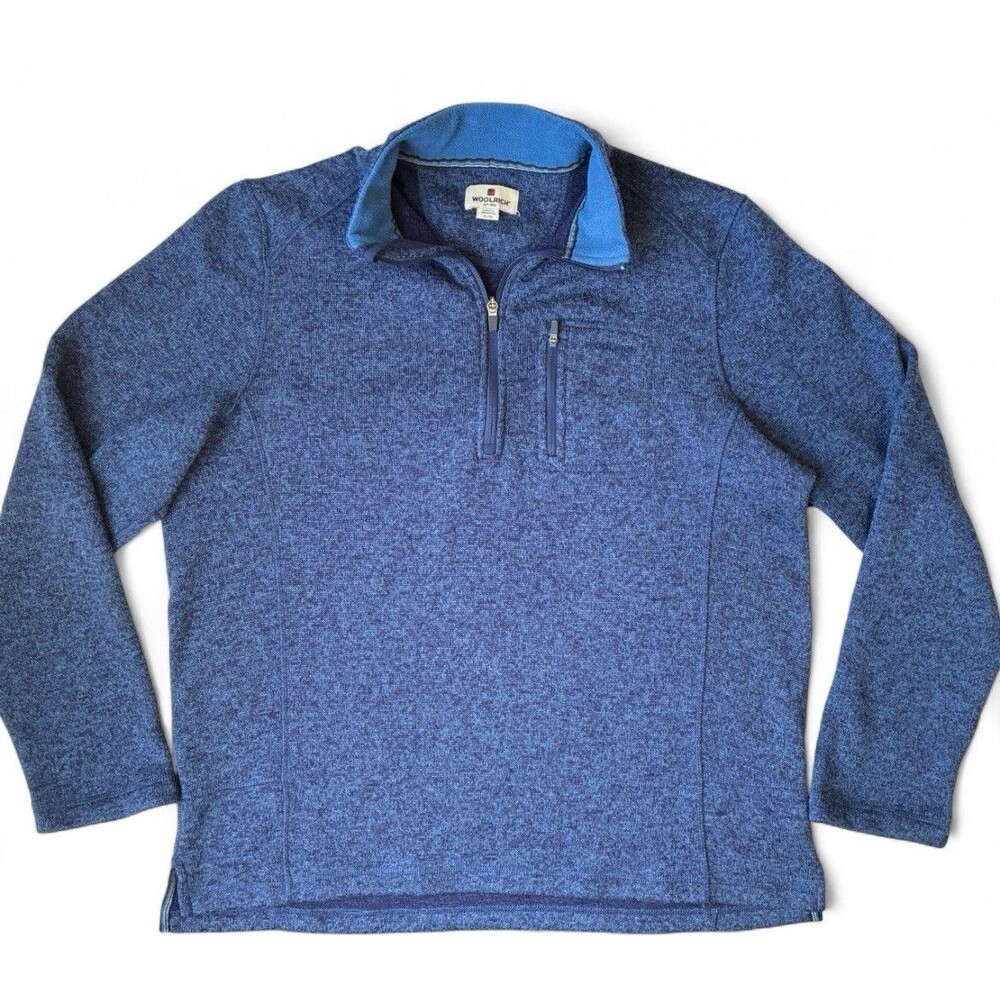 Woolrich Men’s 1/4 Zip Long Sleeve Fleece Pullover Sweater XL Blue Warm Casual